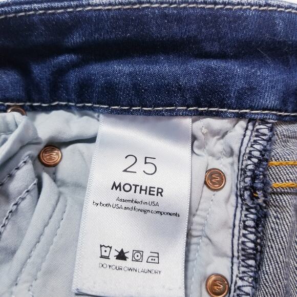 MOTHER Jeans The Looker in Rough it Up Blue Denim Distressed Skinny - Picture 12 of 16